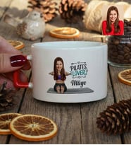 Kişiye Özel Karikatürlü Pilates Lover Lüks Fincan Doğum Günü Hediyesi
