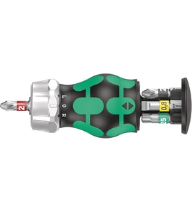 Wera 05008884001 Kraftform Kompakt Stubby Magazin Ra 2, Cırcırlı Kısa Tornavida, Uç Hazneli, 6 Parça