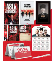 Asla Vazgeçme - Ayraç - Kartpostal - Poster - Solcular -  2026 Ajanda Kalpaklı - Ata Ahşap Duvar Takvimi - Masa Takvimi