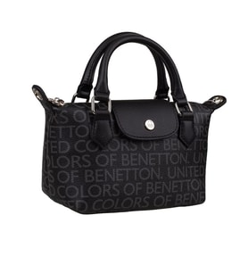 Benetton Siyah Kadın Monogram Çapraz Çanta BNT 1833