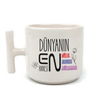Dünyanın En Annesi Baskılı Beyaz Kulplu T Kupa
