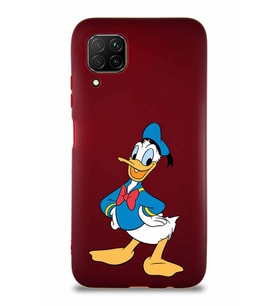 Huawei P40 Lite Soft Premier Kapak Donald Duck-C Tasarımlı Silikon Kılıf - Mürdüm (Şeffaf)