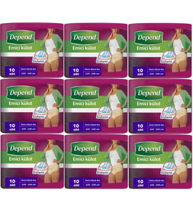 Depend Emici Külot Hasta Bezi XL - Extra Büyük Kadın 90 Adet (9PK*10)
