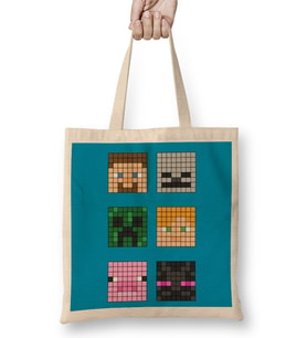 Minecraft Famous Characters Bez Çanta Uzun Saplı