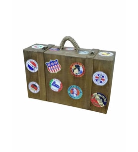 TUNS WOODS Dekoratif Retro Ahşap Bavul Valiz (43cmx30cm Derinlik 14cm) Dekor ve Dekorasyon Amaçlıdır! (Kahverengi)