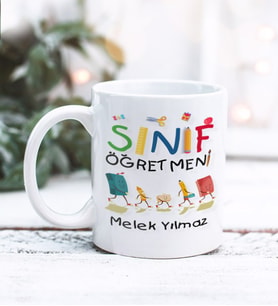 Sınıf Öğretmeni Tasarımlı Kişiye Özel Kupa Bardak (Beyaz)