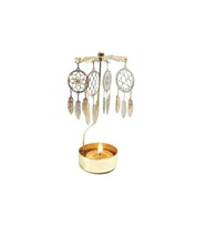 Dönen Mumluk Rüya Kapanı Figürlü Altın Metal Tealight Mum Tutucu Dekoratif Hediye 15 cm