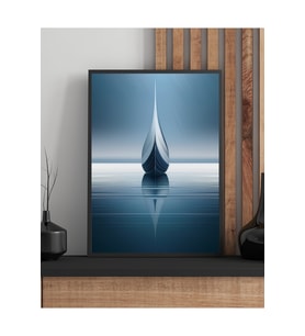 Tablo  Ahşap Çerçeveli Tablo  Çerçeveli Poster  Deniz, Gemi Temalı Tablo, Minimal, Soyut Tablo