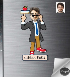 Kişiye Özel Öğretmen Erkek Ahşap Magnet -3