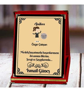 Spiker Baskılı Plaket (2. Tasarım)  Kişiye Özel (Kırmızı)