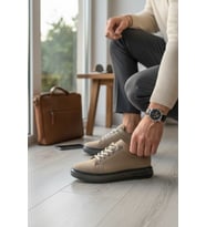 Enoch Hakiki Deri Günlük Bağcıklı Erkek Ayakkabı Jel Görünümlü Taban Sneaker