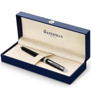 Waterman Hemisphere Lake Siyah Krom Tasarımlı Roller Kalem, Ince Uç, Siyah Mürekkep (Standart)