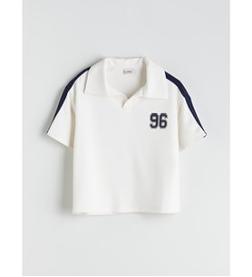 LCW Kids Ekru Polo Yaka Kız Çocuk Tişört