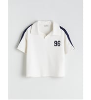 LCW Kids Ekru Polo Yaka Kız Çocuk Tişört