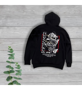 Osaka Japan Sırt Baskılı Unisex Oversize Siyah Sweatshirt