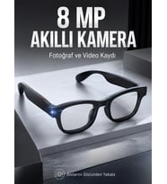 Siyah Bluetooth Akıllı Kamera Gözlüğü 8 MP Kameralı AI Çeviri Wi-Fi Fotoğraf Video Müzik Arama ve Dokunmatik Kontrollü
