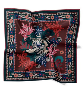 Levidor Royal Eşarp Etnik Desen Siyah Bordo