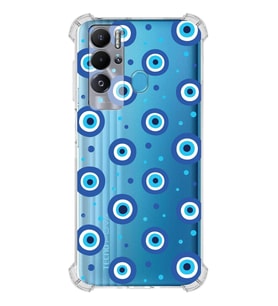 PrintiFy Tecno Pova Neo Uyumlu Nazar Boncuğu 1 Baskılı Şeffaf Köşe Korumalı Antişok Kılıf