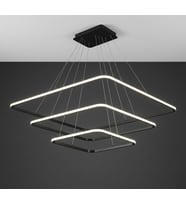 Lzy Avize Store 3’lü Kare Modern Siyah Avize Salon & Yemek Masası Sarkıt Aydınlatma
