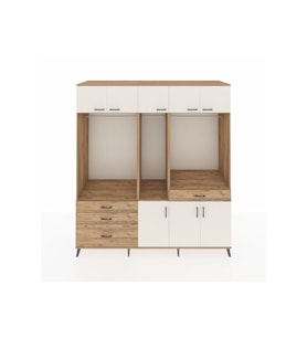 Kronos Dolap 8 Raflı 4 Çekmeceli 3 Askılı 220x59x243 Çam-Aytaşı/Çam