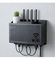 Duvar Tipi Wi-Fi Modem Saklama Kutusu(Siyah) – Kablo Düzenleyici Router Raf Organizer (5680)