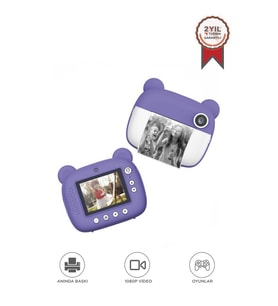 Dijital Fotoğraf Makinesi Çocuk Termal Resim Kağıt Baskılı Yazıcı Kamera Makinesi CMR14 Mor