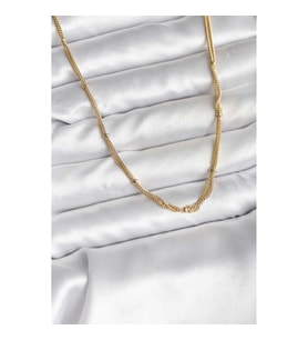 Mey İthalat® 14K Gold Renk Kaplama Topçuk Zincirli Model CM Kadın Kolye