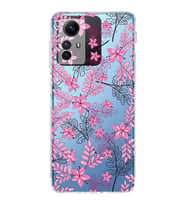 PrintiFy Xiaomi Redmi Note 12S Uyumlu Kamera Korumalı Floral Pembe Tasarımlı Şeffaf Kılıf
