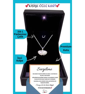 14 Şubat Sevgililer Günü Hediyesi "Sevgiliye" Anlamlı Not Işıklı Premium Kutuda  İstiridye Kolye (Gold)