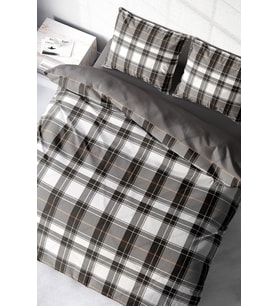 Çift Kişilik Nevresim Takımı Sık Dokuma Pamuk Saten 3d Özel Tasarım Grey Ekose