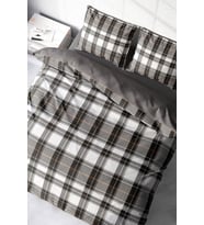 Çift Kişilik Nevresim Takımı Sık Dokuma Pamuk Saten 3d Özel Tasarım Grey Ekose