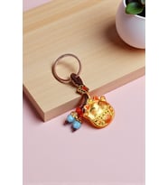 Feng Shui Şans ve Bereket Kedisi Metal Anahtarlık – Maneki Neko Gold Lucky Cat Anahtarlık