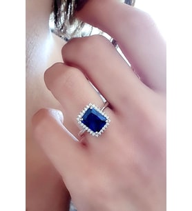 Sky Diamond Blue Creative Sapphire 925 ayar Gümüş Lüks Yüzük