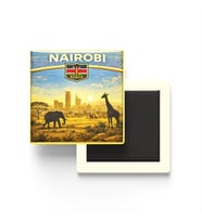 Retro Kenya Nairobi Şehri Temalı Vintage Buzdolap Magneti – 9x9 cm