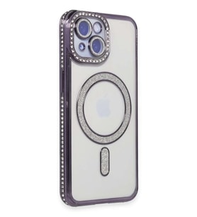 iPhone 13 Kılıf Joke Simli Magneticsafe Kılıf - Derin Mor