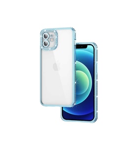 Apple iPhone 11 Uyumlu Kılıf Kamera Korumalı Taşlı Zore Mina Kapak (Mavi)