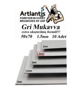 Mukavva Gri 1.5 mm 50x70 cm 10 Adet Sert Karton Ekstra Sıkıştırılmış 50*70 Mukavva Gri Renkli 10 Adet