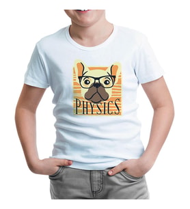 A Bulldog with Physics Quote Beyaz Çocuk Tshirt