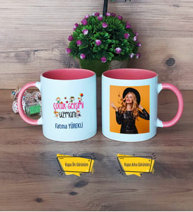 Çocuk Gelişimi Uzmanı Kupa Bardak Pembe Fotoğraflı Öğretmenler Günü Hediyesi