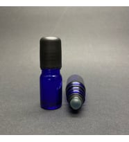 5 ml Mavi Cam Roll-on Şişe  , Siyah  Bilyeli Kapaklı , Cam Esans Şişesi x 3 Adet