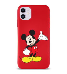 Apple iPhone 11 Uyumlu Lansman Kılıf Mickey Mouse Tasarımlı Altı Kapalı İçi Kadife Kaplı  Kapak (Şeffaf)