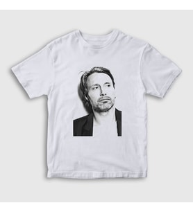 Presmono Unisex Çocuk Beyaz Pose V2 Mads Mikkelsen T-Shirt 555587tt