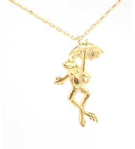 925 Ayar Gümüş Kurbağa Kermit Kolye, Beyaz (Sarı)