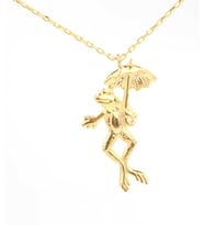 925 Ayar Gümüş Kurbağa Kermit Kolye, Beyaz (Sarı)
