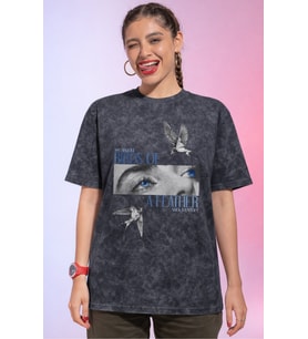 Tasarım Billie Eilish Şarkıcı Baskılı Unisex Oversize Vintage Yıkamalı Tişört