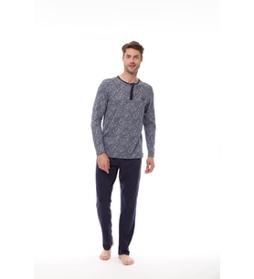 Pijadore 1535 Erkek Lacivert Uzun Kollu Pijama Takım