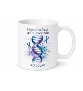 Genetik Uzmanı DNA Sarmalı Kromozom Haritası Yaşam Şifresi Kupa Bardak Hediye