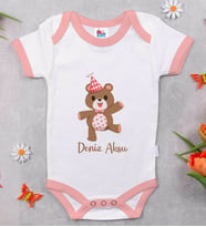 BK Kids Kişiye Özel Pembe Bebek Body Zıbın - Model 197