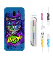 Samsung J6 Plus J7 Prime J7 Pro M20 Kılıf Kablo Koruma Spiral Silikon Super Meow 1715