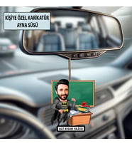Kişiye Özel Karikatür Öğretmen Ayna Süsü – Araç İçi Öğretmene Hediye